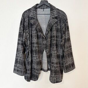 Dress to Kill Jacket Blazer Single Button‎ Artsy Lagenlook Pattern Gray One Size